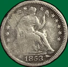 1853 Arrows Seated Liberty Half Dime Good G Coin, Damaged #43476