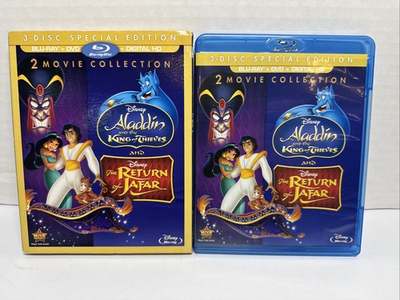 #ad #ad Aladdin King of Thieves Return of Jafar Blu ray DVD w Slipcover OOP Movie Set $12.99