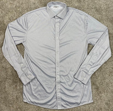 Collars  Co Dress Collar Polo Shirt Mens M White Micro Dot Long Sleeve Office