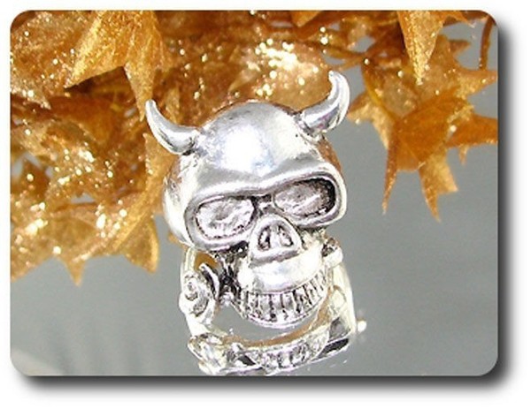 Mineralien Und Edelsteine. Herren Ring MIT SCHÄDEL-MOTIV Aus Poliertem Stahl.-image