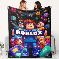 Roblox Flannel Blanket - Soft Skin-Friendly Breathable Warm Block Design 50*60in