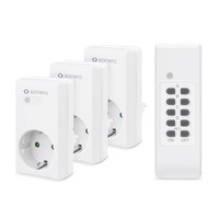 Sonero Funksteckdosen Set 3X + 1X Fernbedienung 1100W 30M Reichweite Indoor