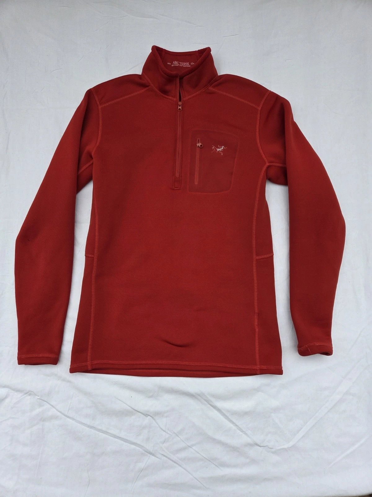 Arc’teryx Rho Zip Neck Men’s Base Layer Top Red Size M/M| Lightweight Merino/Pe