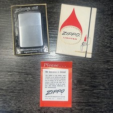 Rare 1963 Zippo No. 200 Brush Finish Full Size Lighter With Box & Papers-Unfired