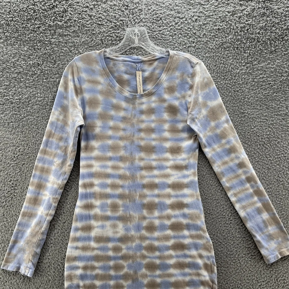 Vestido Raquel Allegra Mediano Azul Tostado Tie Dye Manga Larga Midi Camiseta Funda Foto 2 de 4