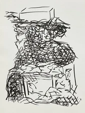 Vintage 1980's Neo-Expressionism Abstract Watercolor By Harlene Allen