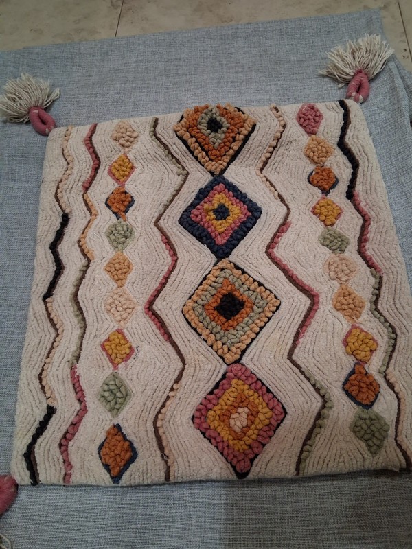 VINTAGE - BOHO STYLE - COTTON YARN PILLOW COVER- 19"X19"
