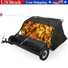 42" Tow Behind Lawn Sweeper ,Yard Leaf Grass Collector Debris, Adjustable Height