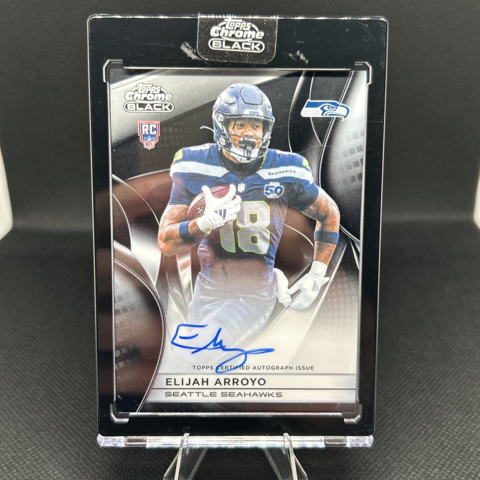 2025 Topps Chrome Black Football Elijah Arroyo [RC] Auto Seahawks #RAU-EA