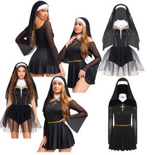 Women's Nun Costume Ladies Uniform Carnival Dress Rave Dress-up Naughty AU