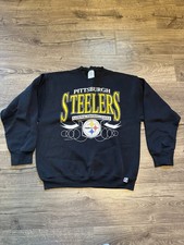 Vintage Pittsburgh Steelers Sweatshirt Mens XL Black Logo 7 Crewneck USA 1993