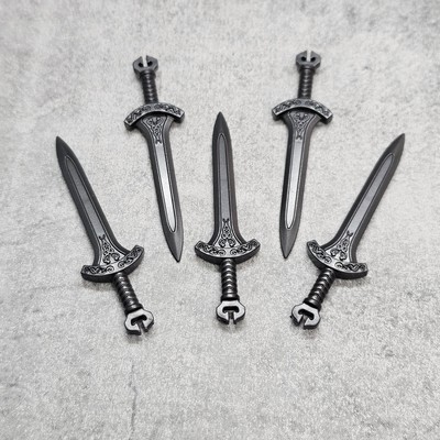 5x Dark Gray Fantasy Sword for Blocks Minifigure Ga7b431 Elf