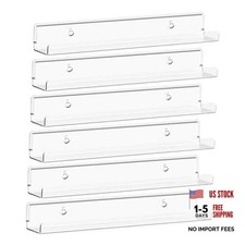 Narrow Floating Shelves for Vinyl Record Pack, 12" Wall Shelves for 6 Clear