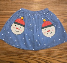 Mini Boden Christmas Winter Snowman Cord Skirt Size 6-7 - Snowmen are Pockets