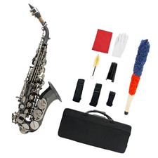 Bb Soprano Saxophone Sax Brass Material Black Plated Woodwind Instru TTHT