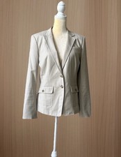 Banana Republic Women's Blazer Jacket Size 14 Stretch Tan Lined Two Button