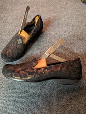 Dansko Black Gold Snake Print Leather Slip On Loafers Shoes Women's Sz 7.5 38