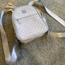 Steve Madden Pale Purple Logo Backpack with Tassel Accent, Adjustable Straps
