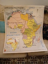 Ancienne Carte Scolaire NALLIERS Afrique Politique Et Physique 1940 1950