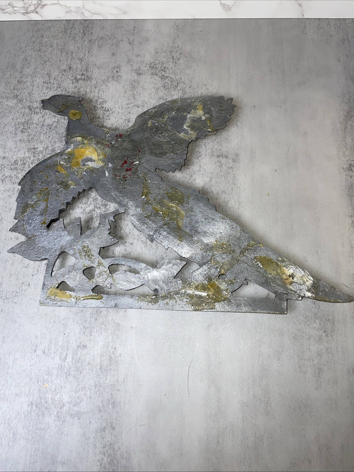 VINTAGE CAST ALUMINUM PHEASANT WALL HANGING HUNTING CABIN DECOR 12 x 9