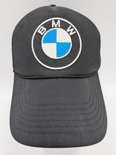 Vintage BMW Hat Cap Snap Back One Size Black Trucker Mesh Car Logo Mens 80s