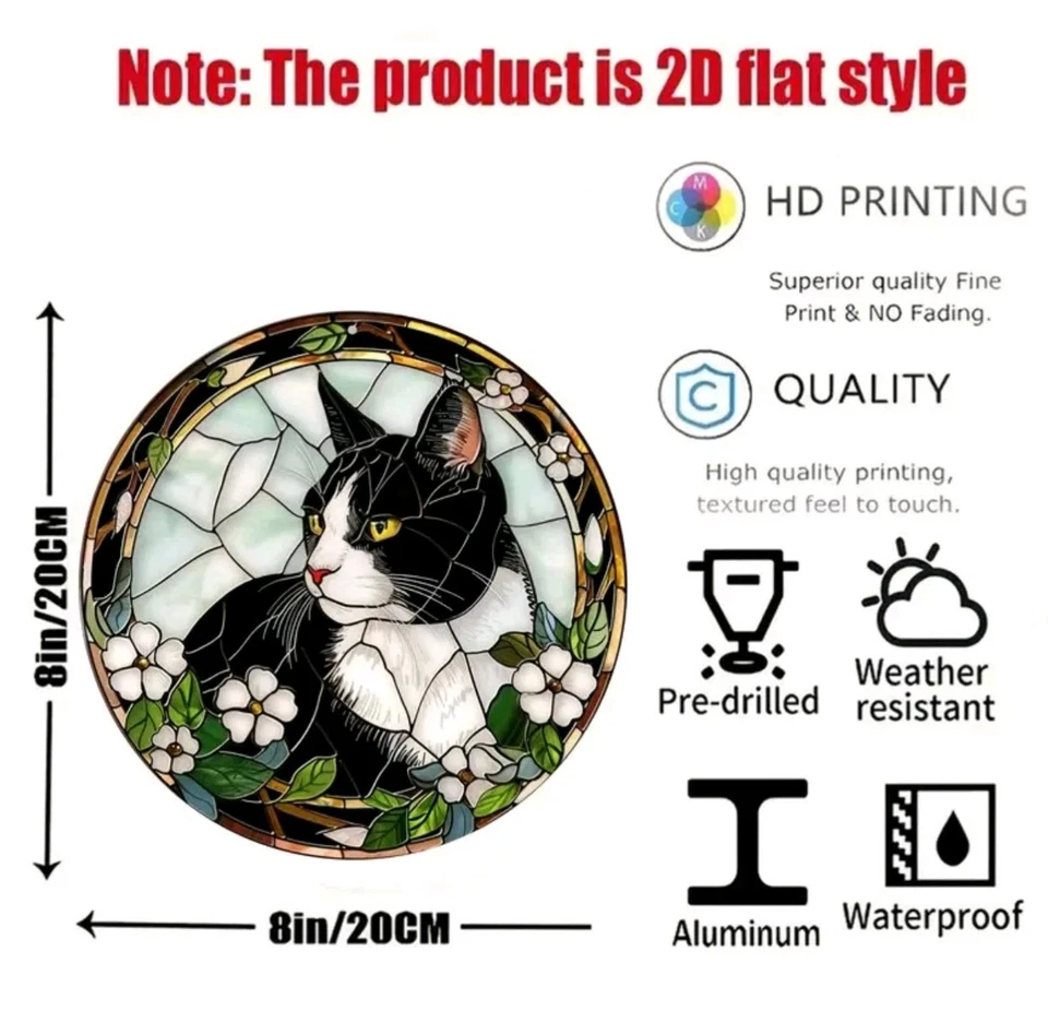 Esmoquin Gato Letrero METAL Decoración del Hogar 8 Pulgadas NUEVO Envío Gratis Foto 2 de 2