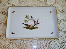 Limoges 10 1/2 X 7 inch Tray With Herend Rothschild Birds Motif
