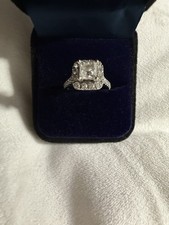 1.05ctw Princess Cut Halo Diamond Engagement Ring 14k White