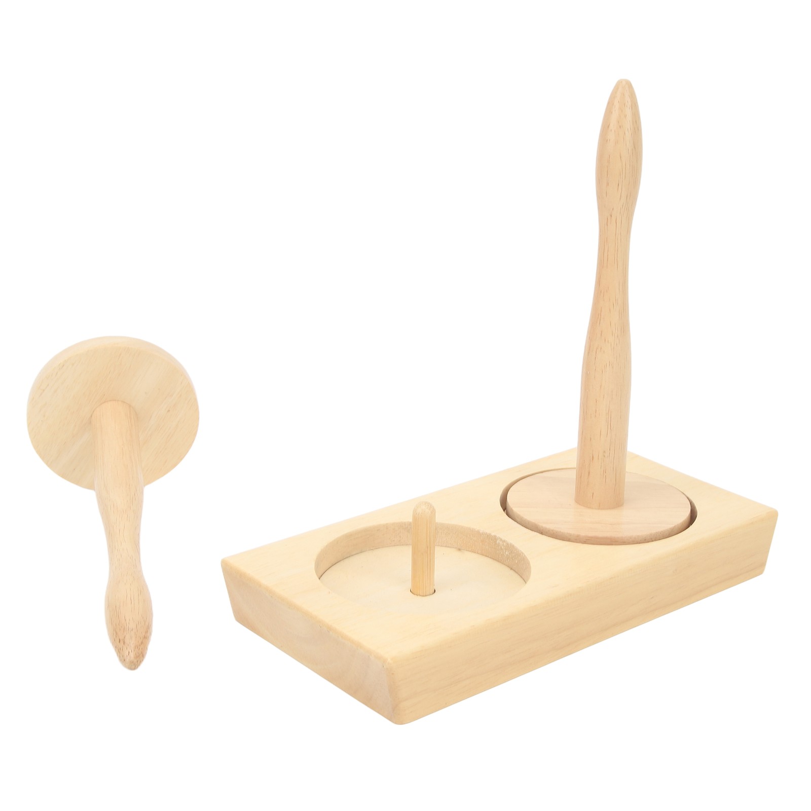 Double Yarn Ball Holder Spindle Wooden Sewing Crocheting Tool Yarn LW