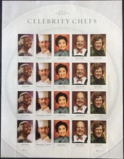Celebrity Chefs - Sheet of 20 Current Rate Stamps Scott 4922-26