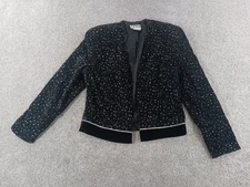 Night Studio New York 14 Womens Jacket Black Open Front Polyester Lined