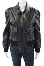 BB Dakota Womens Faux Leather Long Sleeve Zipped Jacket Black Size S