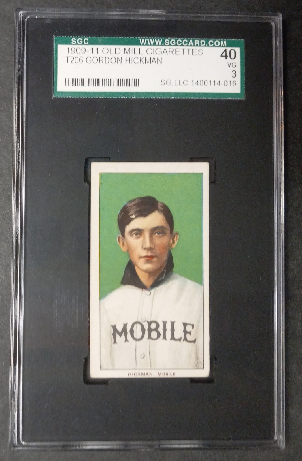 1909-11 T206 - Gordon Hickman - Southern League - OLD MILL - SGC 3 VG