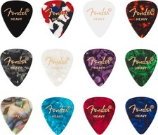Fender Guitar Picks 351 Shape, Celluloid Color Medley Mix, HEAVY 12 PACK
