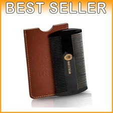 Pure Oxhorn Beard Comb with Leather Sleeve