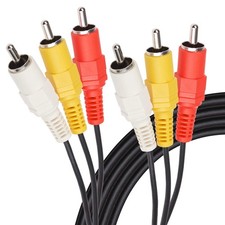 Image of Maplin Triple RCA Phono to Triple RCA Phono Cable - Black, 3m