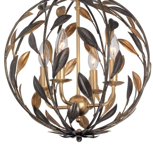 Crystorama Broche 16" Wide English Bronze Wrought Iron Leaf Chandelier - Picture 3 of 7