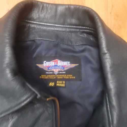 GIBSON BARNES Men CLASSIC LEATHER JACKET Pilot 50 GREY - Picture 5 of 8