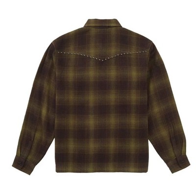 Supreme Studded Shadow Plaid Zip Up Shirt Green | eBay