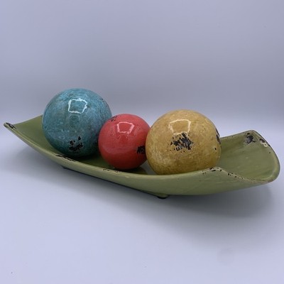 NIB McCracken 4-piece Decorative Ceramic Balls in Tray Decor Spheres Orbs New