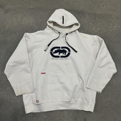 Y2K 2000s Ecko Unltd white embroidered graphic hoodie skater Size XXL 