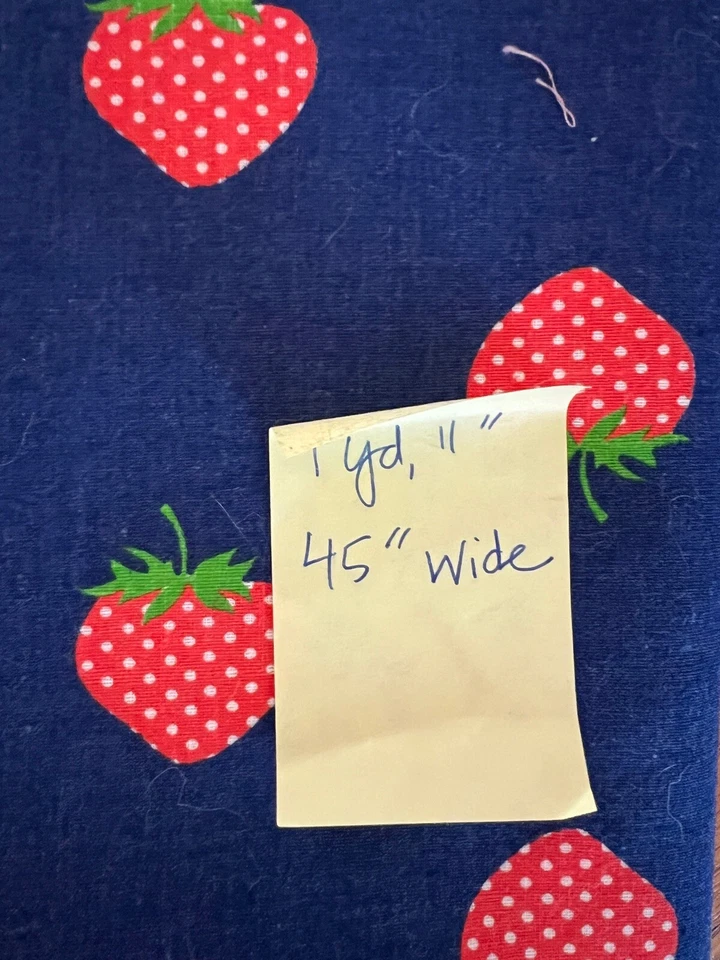 De colección Años 70 Mezcla Algodón Tela Rojo Lunares Fresas +1yd, Corazones Arco Iris +1yd Foto 3 de 4