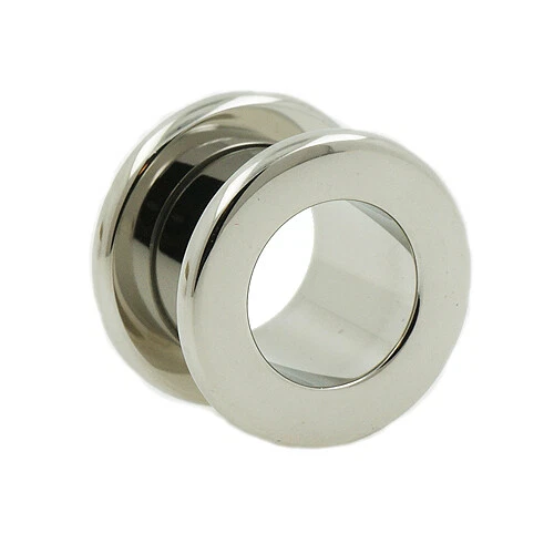 Stahl Flesh Tunnel Ohr Piercing Plug runder Rand Silber 3mm-28mm Schraubtunnel - Bild 3 von 3