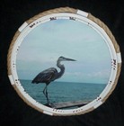 Unique Distressed Nautical Antique White Metal Photo Wall Décor Blue Heron Home
