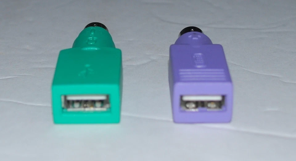 2 PS/2 MALE TO USB 2.0 FEMALE PORT ADAPTERS CONVERTERS PC KEYBOARD MOUSE - Image 2 of 2
