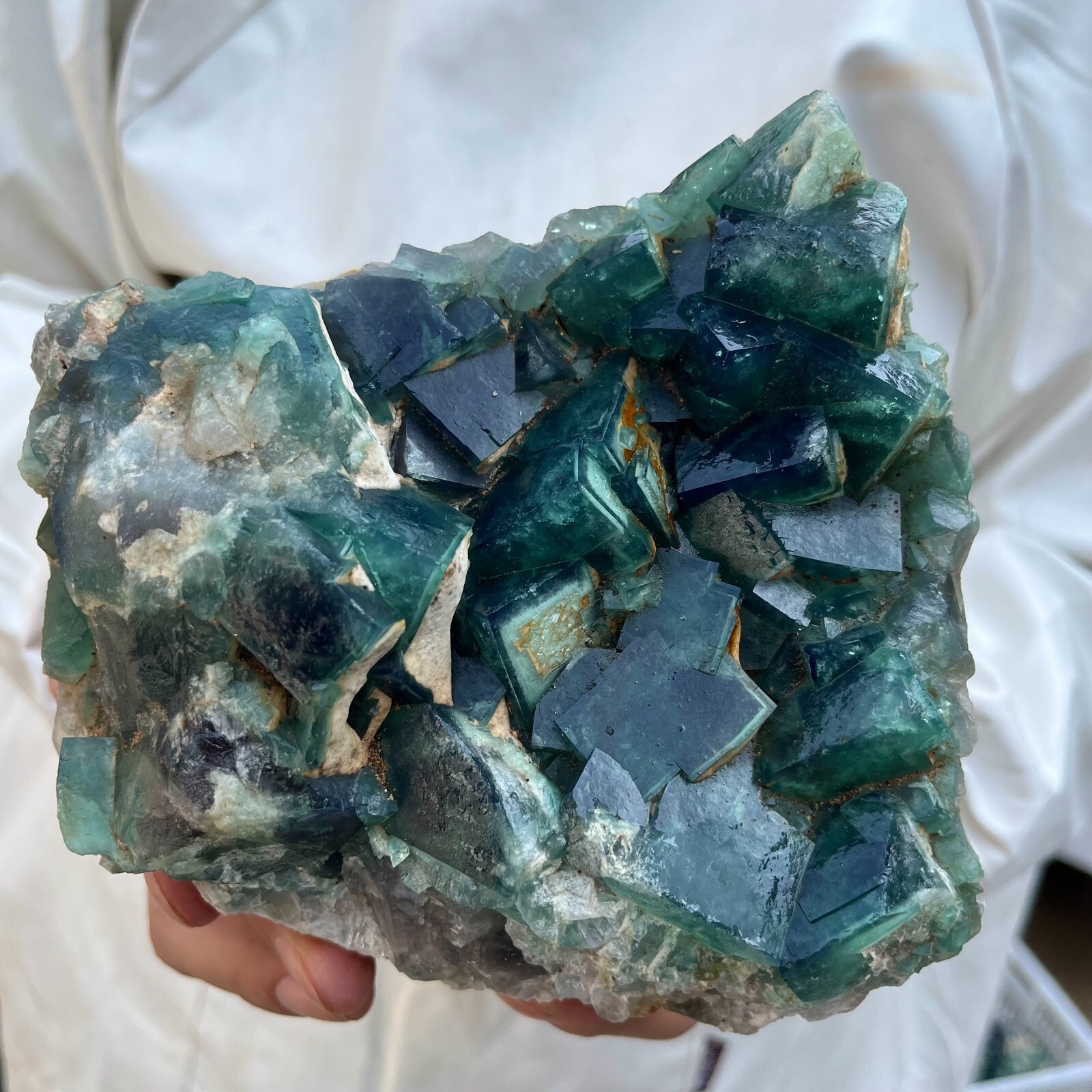5.3lb Natural Green Fluorite Crystal Quartz Cluster Specimen for Healing