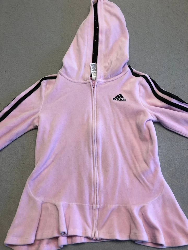 Adidas Juvenil Niña 6 Chaqueta Rosa Polar Con Capucha Cremallera Completa Foto 2 de 4