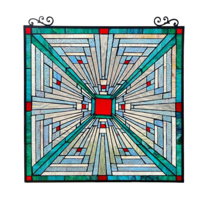 26'' Mission Stained Glass Hanging Window Panel Suncatcher