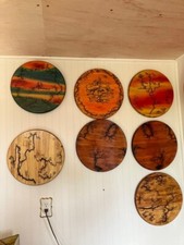 fractal wood burning art, round and rectangular, stained/unstained, each unique 