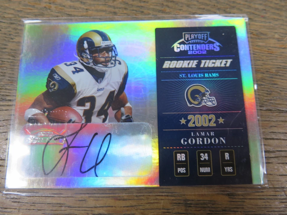 Lamar Gordon 2002 Playoff Contenders #150 (RC) Rookie Auto /600 Football Card - Image 2 of 4